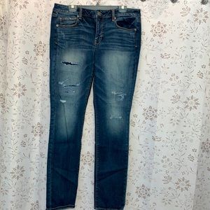 American Eagle Skinny Distressed Jeans Size 14 Extra Long